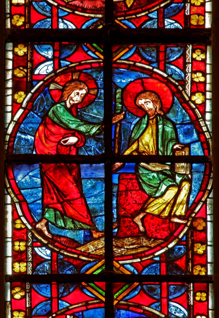 Raam w210 met St. Jacobus met Christus door French School
