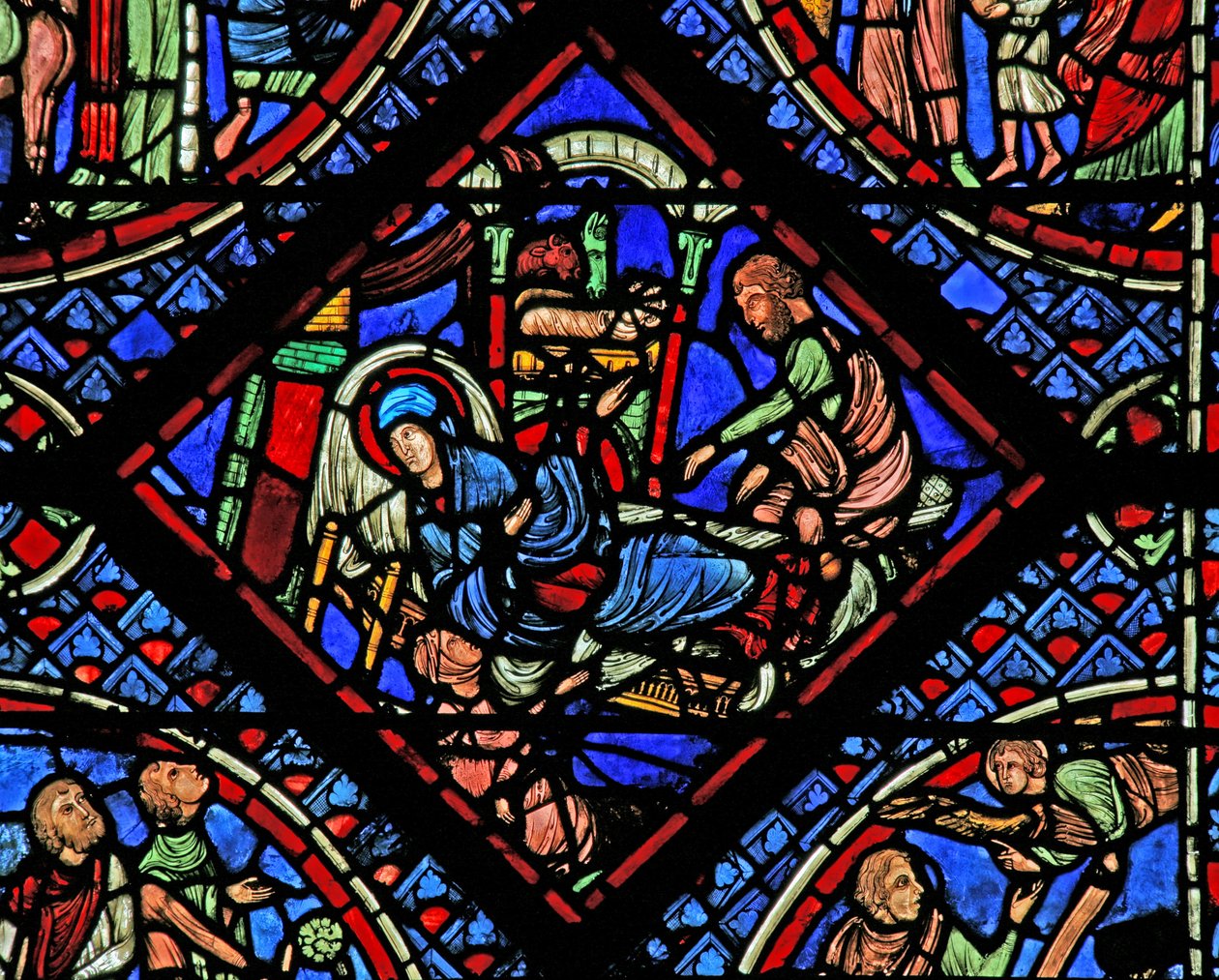 Raam w2 met de Geboorte van Christus door French School