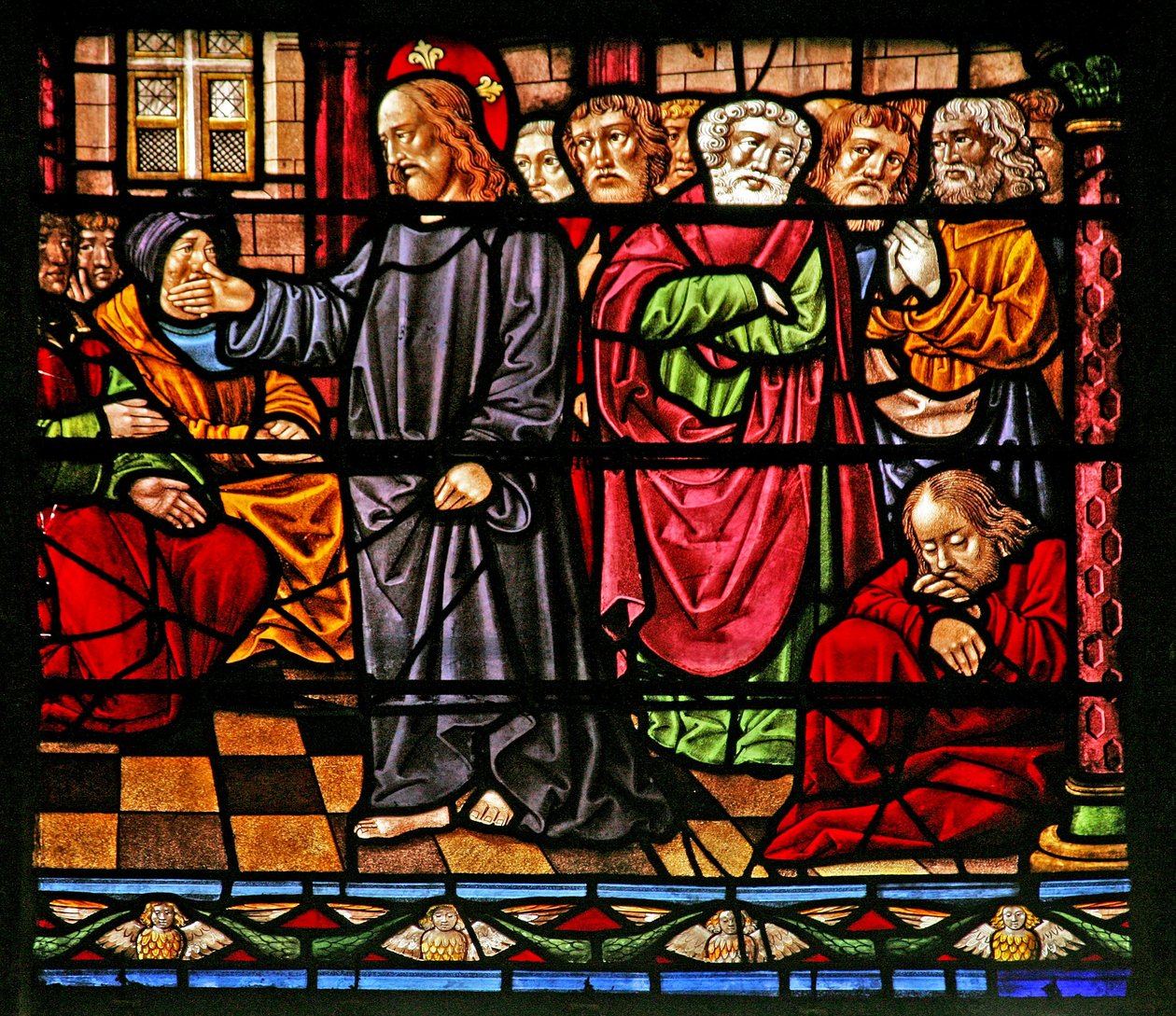 Raam w6 met Christus die predikt door French School