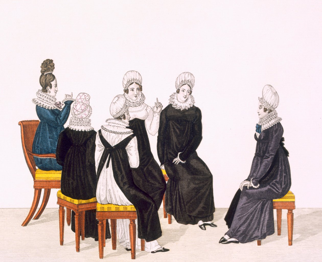 Jonge vrouwen aan het kletsen, ca. 1820 door French School