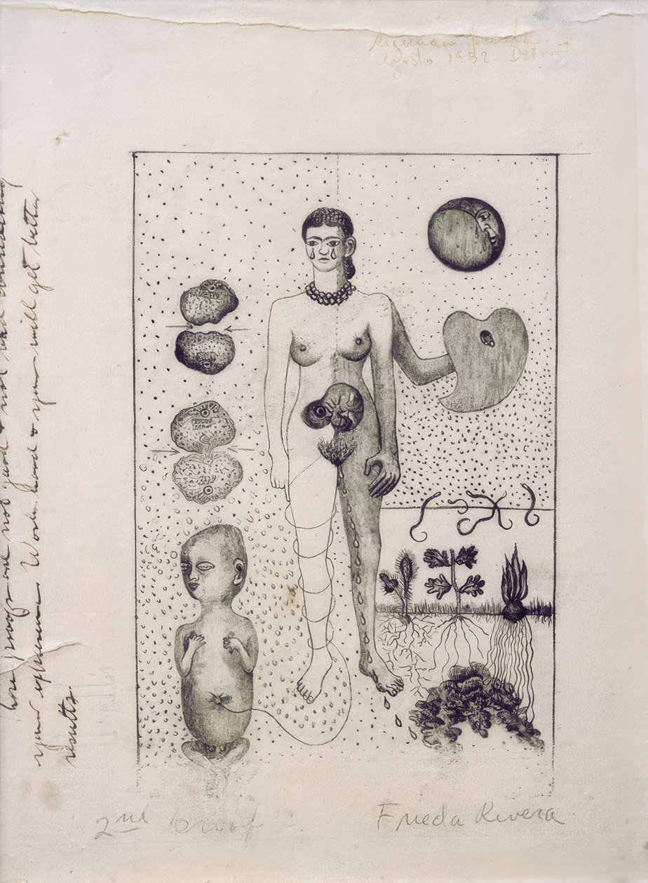 Frida en de miskraam door Frida Kahlo