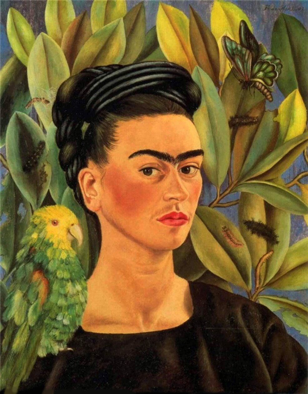 Zelfportret met Bonito door Frida Kahlo