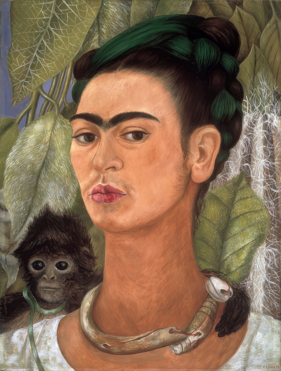 Zelfportret met aap door Frida Kahlo
