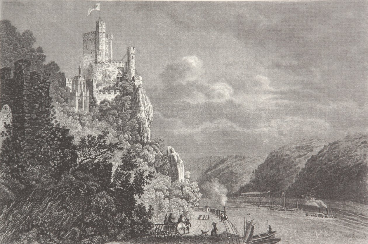 Burg Rheinstein door Pierre Joseph Redouté