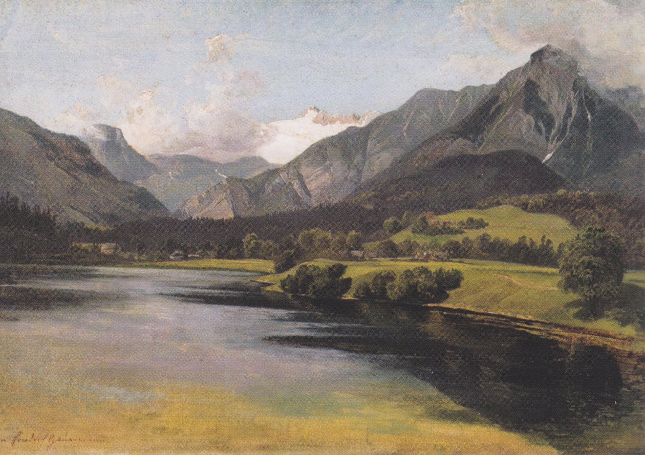 Der Altauseer See mit dem Dachstein door Friedrich Gauermann