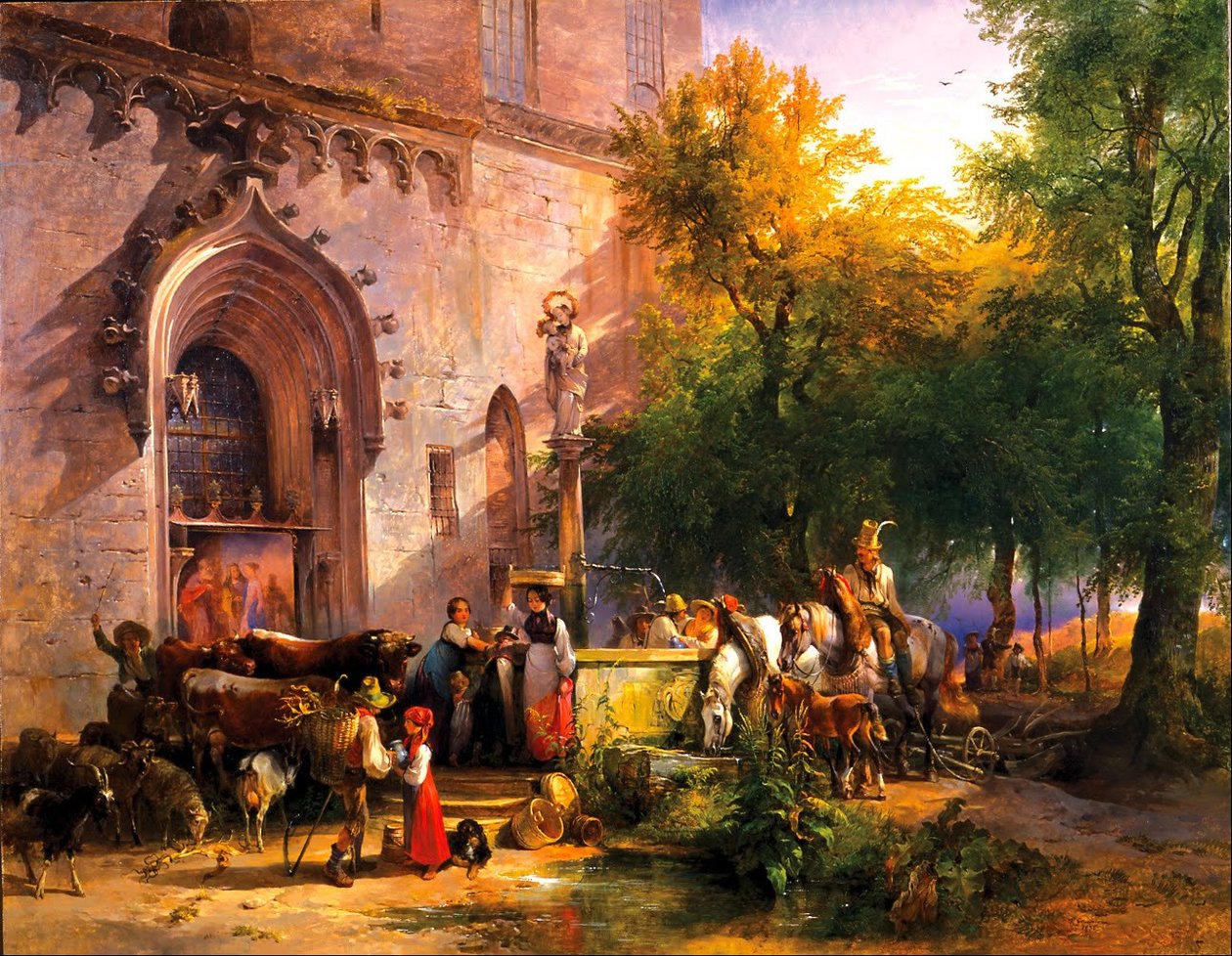 Bij de kloosterfontein door Friedrich Gauermann