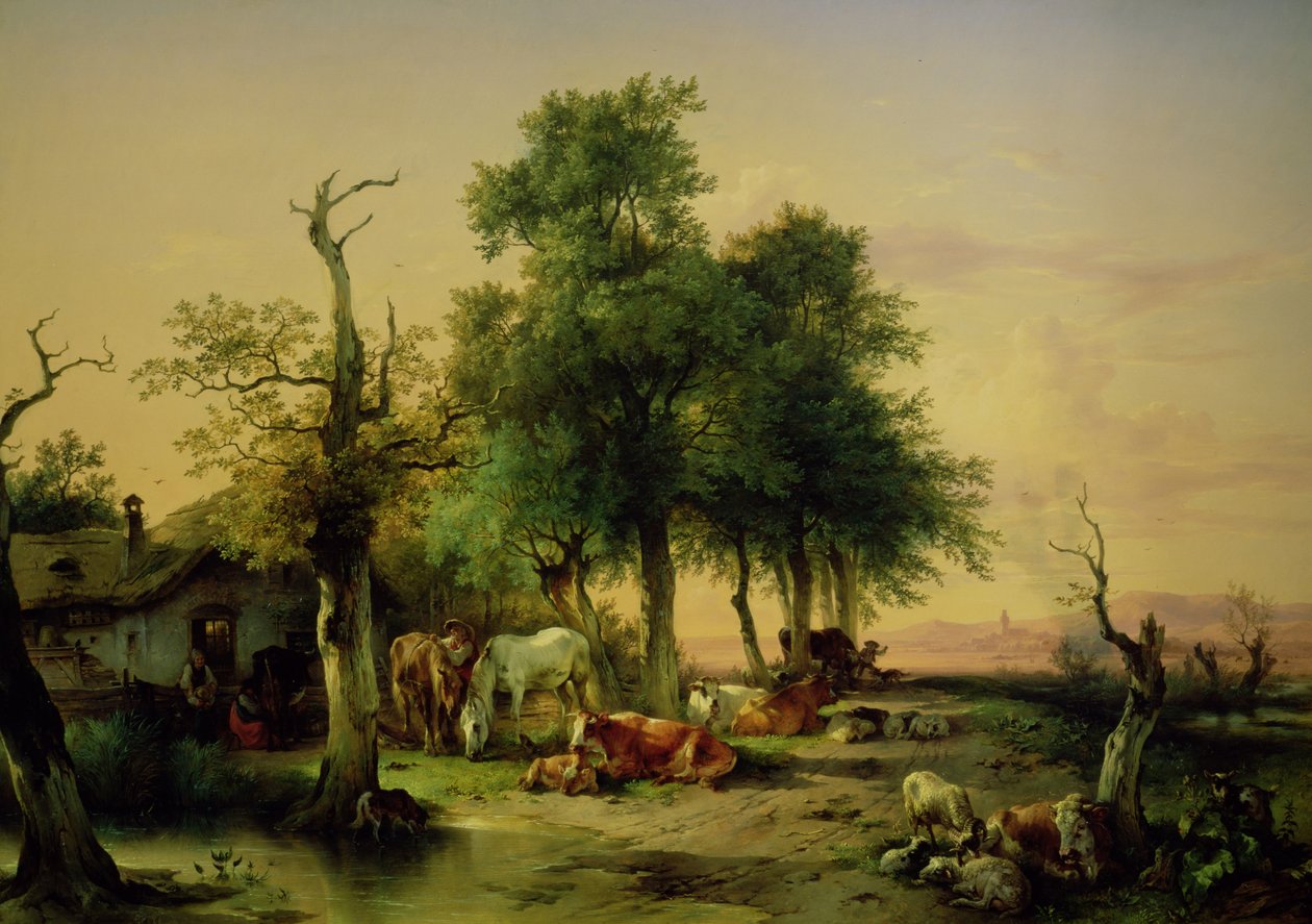 Weideland door Friedrich Gauermann