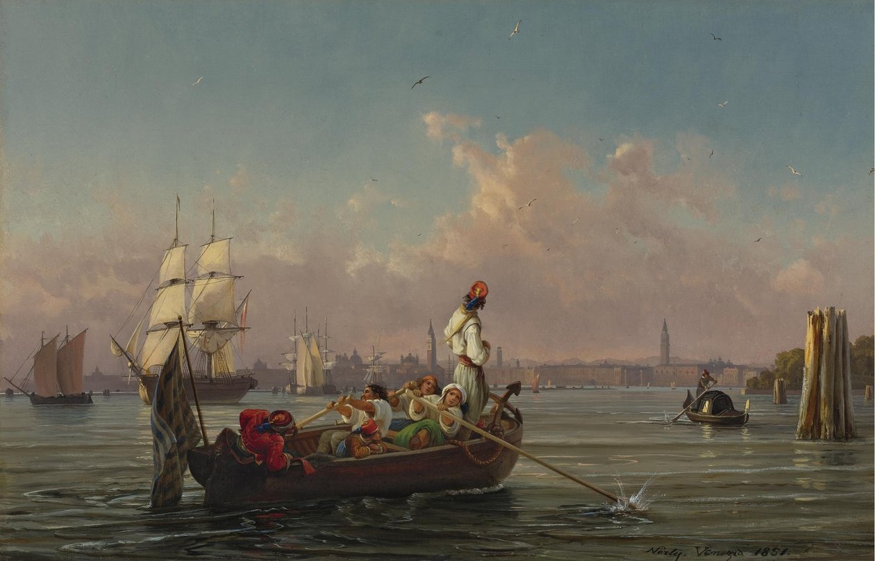 In de lagune, Venetië door Friedrich Nerly