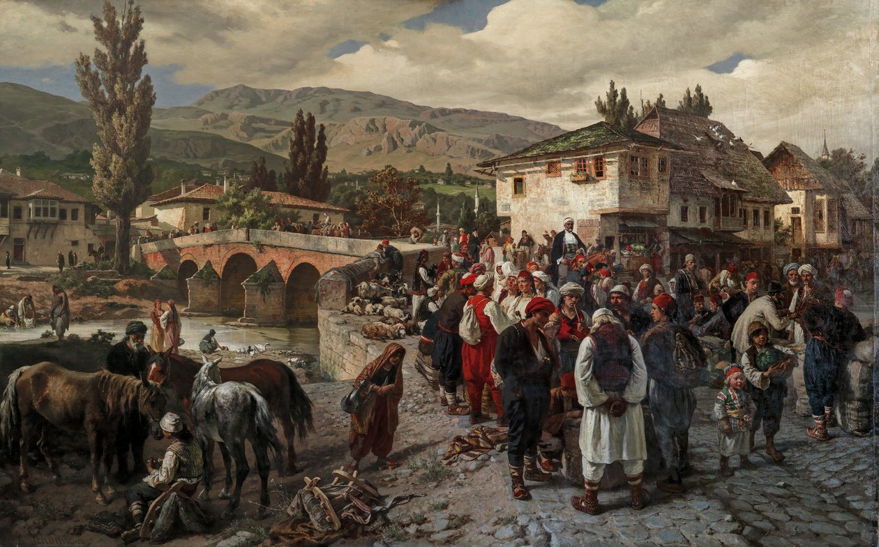 Bij de Latijnse brug in Sarajevo door Friedrich Alois Schönn