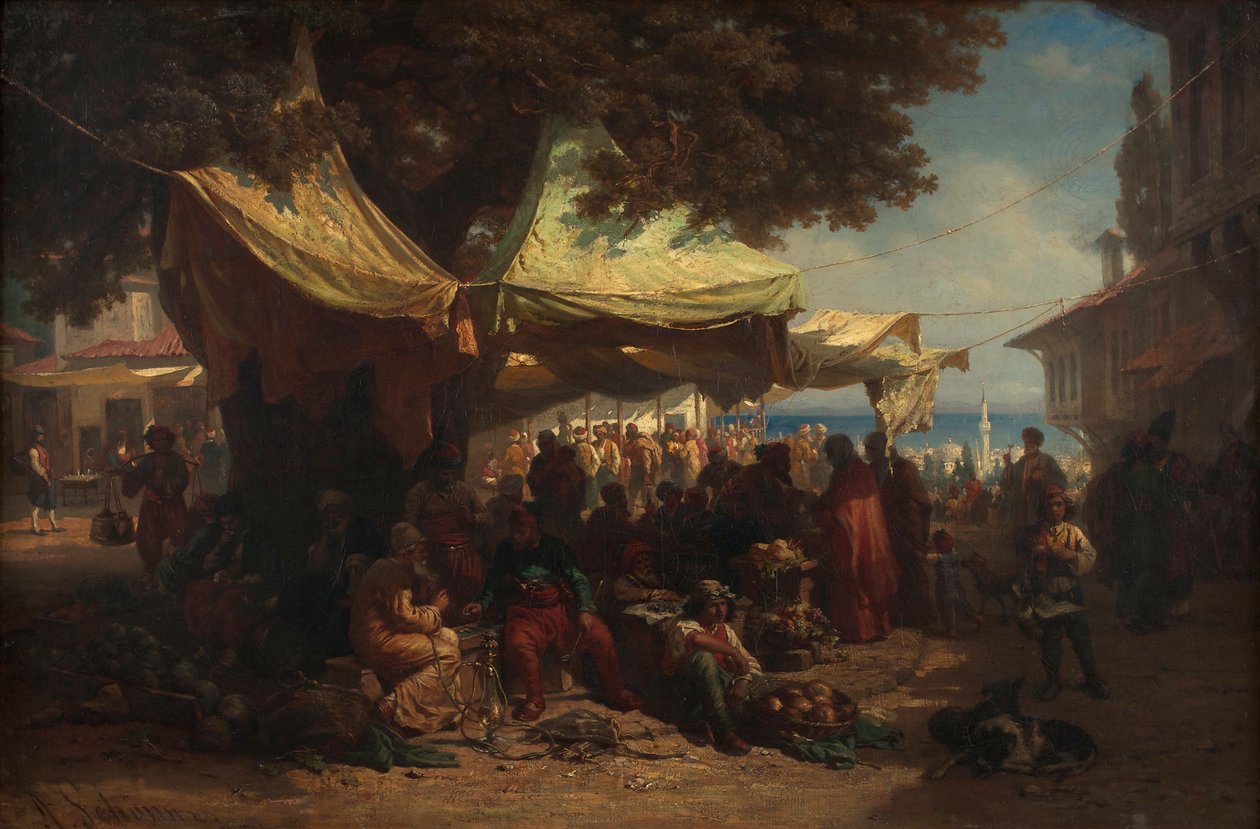 Markt van Constantinopel door Friedrich Alois Schönn
