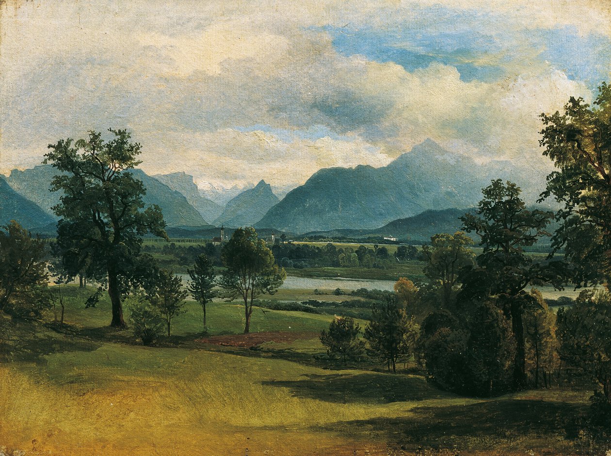 Uitzicht op Liefering door Friedrich August Mathias Gauermann