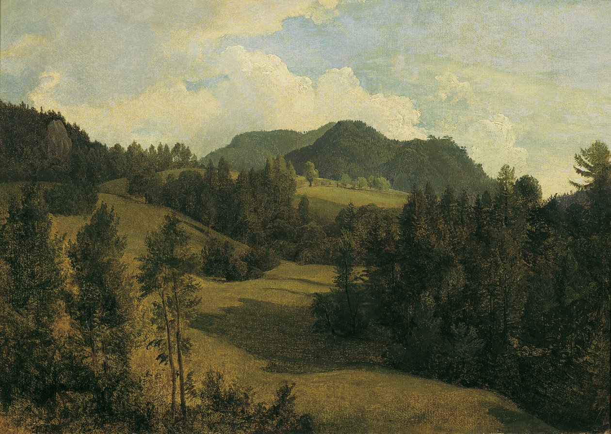 Landschap bij Miesenbach door Friedrich August Mathias Gauermann