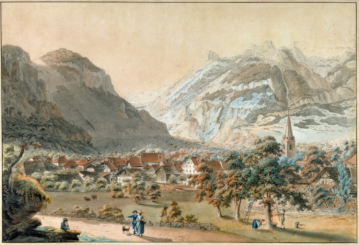 Het dorp Bex door Friedrich Georg Wexelberg