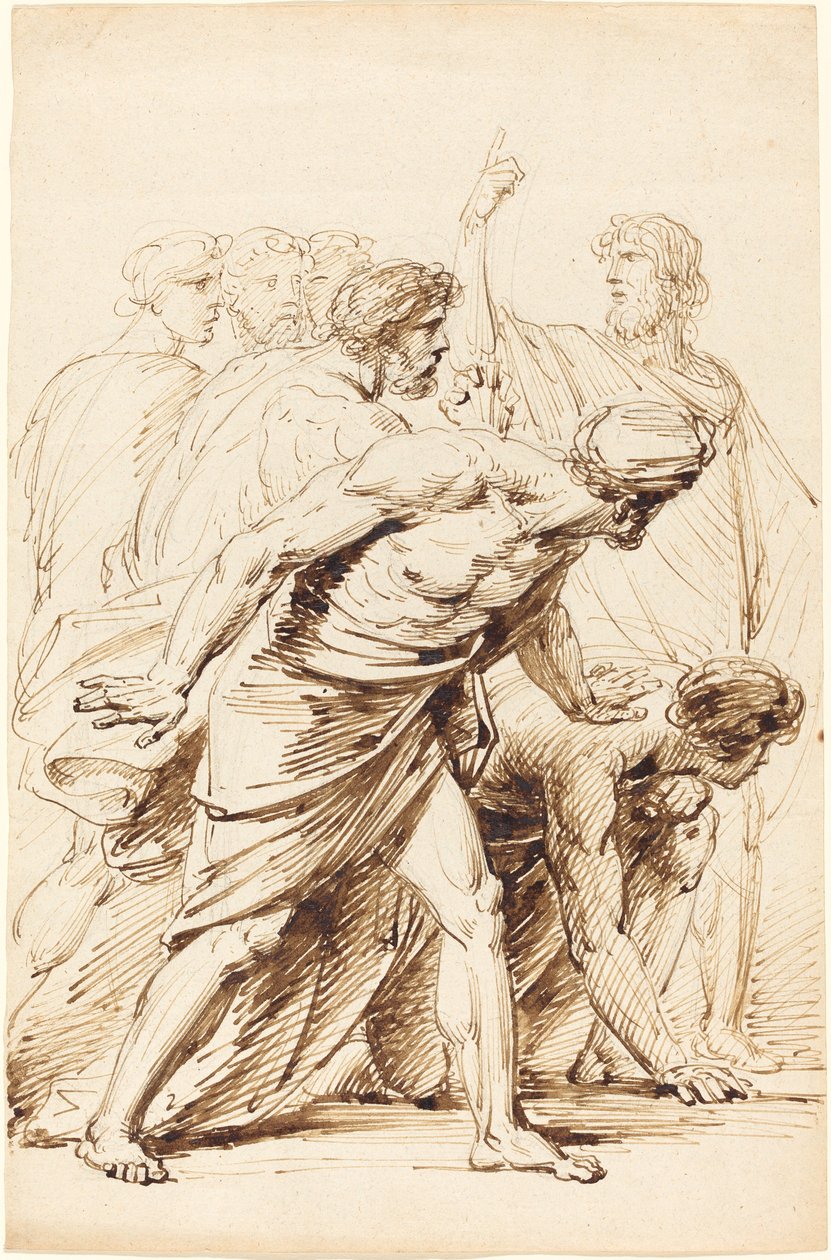 Zeven mannen in antieke kleding door Friedrich Heinrich Fuger