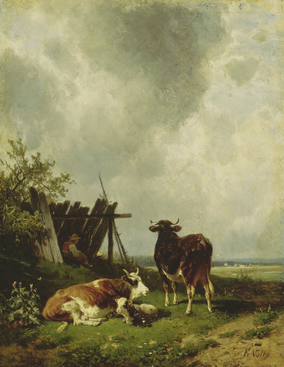 De koeien door Friedrich Johann Voltz