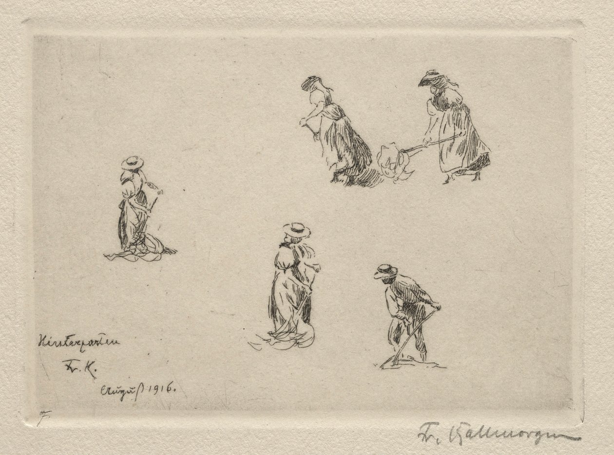 Hooibouwers, 1916 door Friedrich Kallmorgan