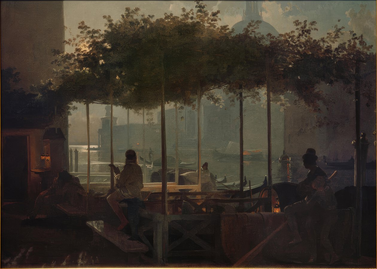 Maanverlichte nacht in Venetië door Friedrich Nerly