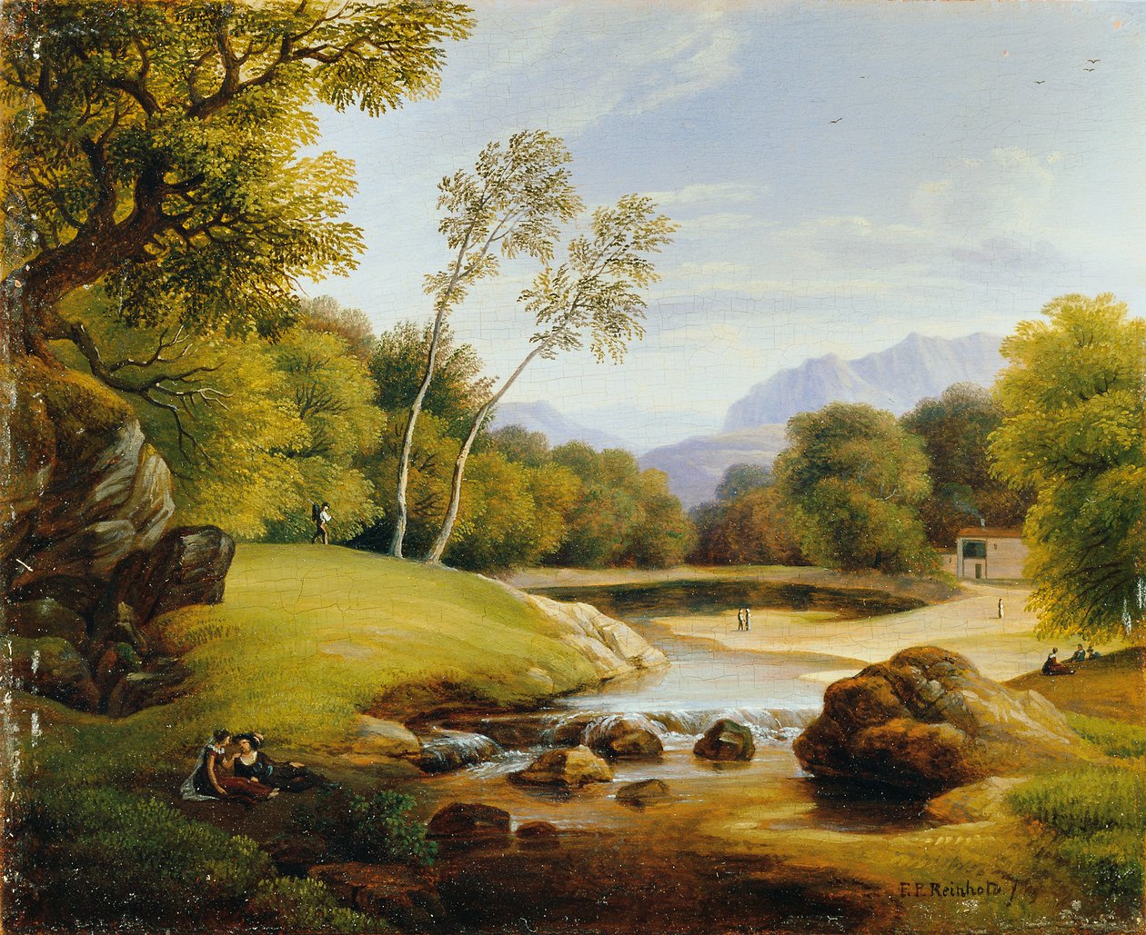 Paar in landschap door Friedrich Philipp Reinhold