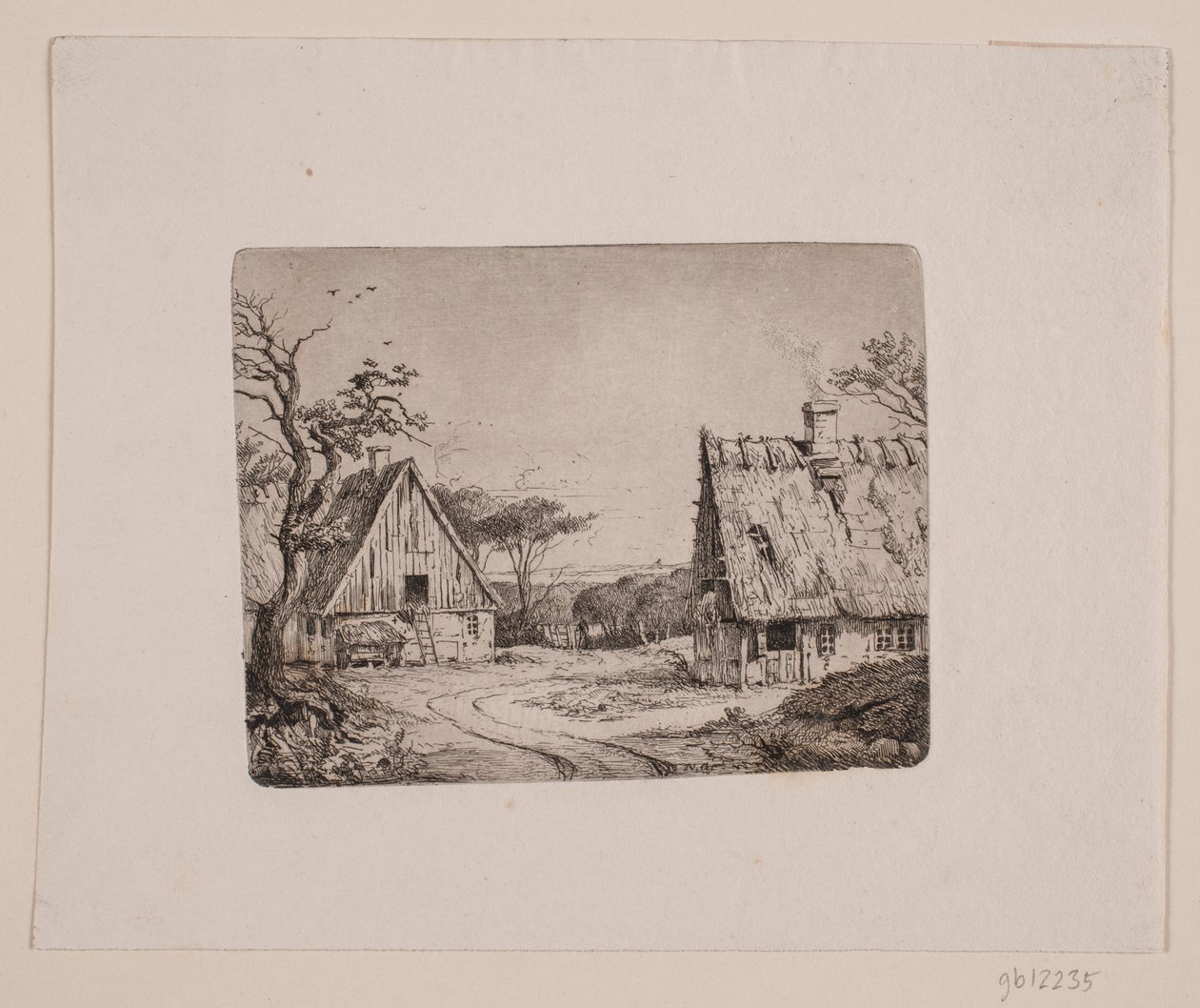 Landschap met twee boerderijen door Frits Grove