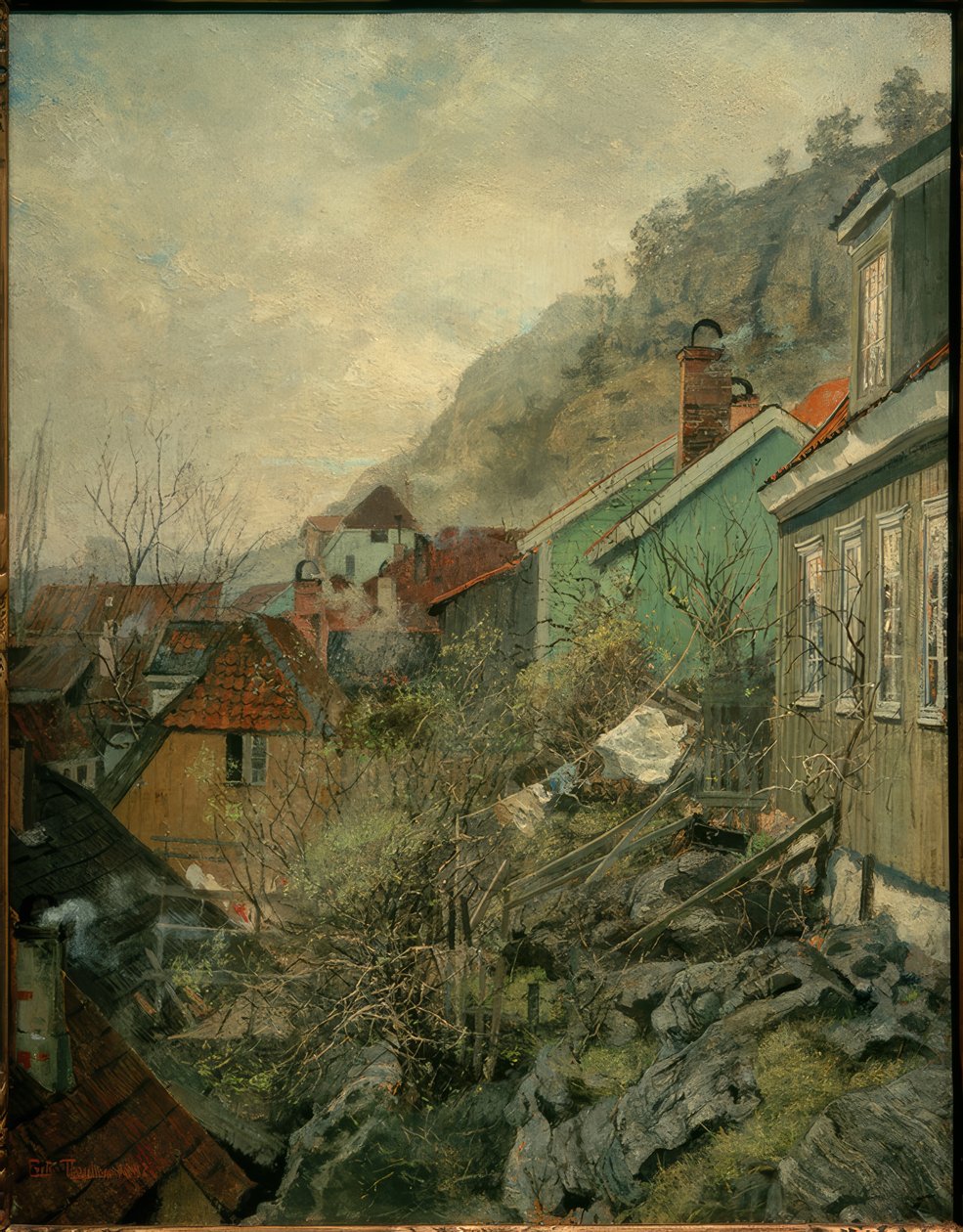 Huizen in Kragerø door Fritz Thaulow