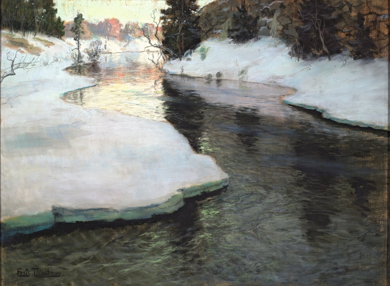 Bergstroom. Winter door Frits Thaulow