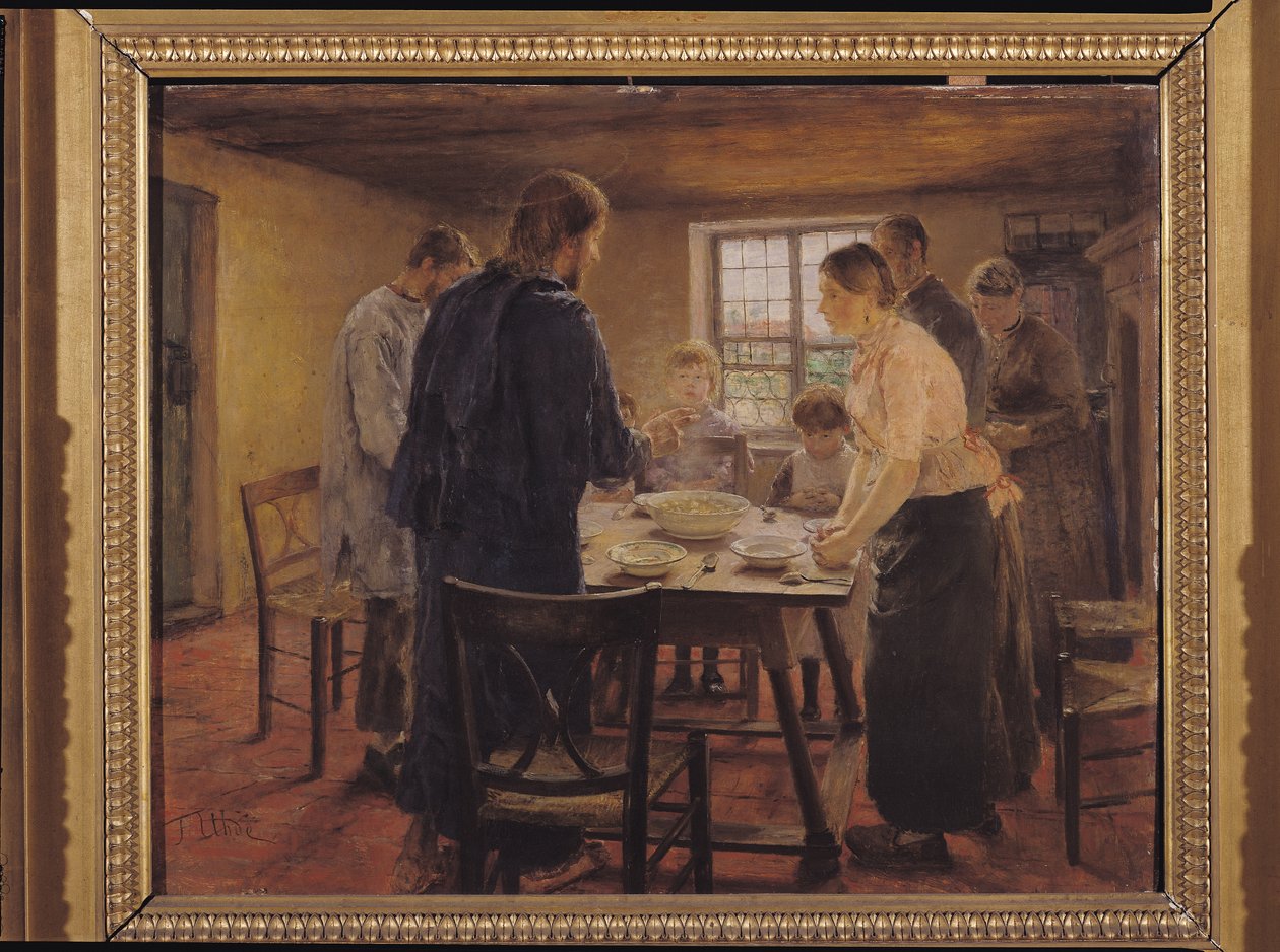 Christus met de boeren, ca. 1887-88 door Fritz von Uhde