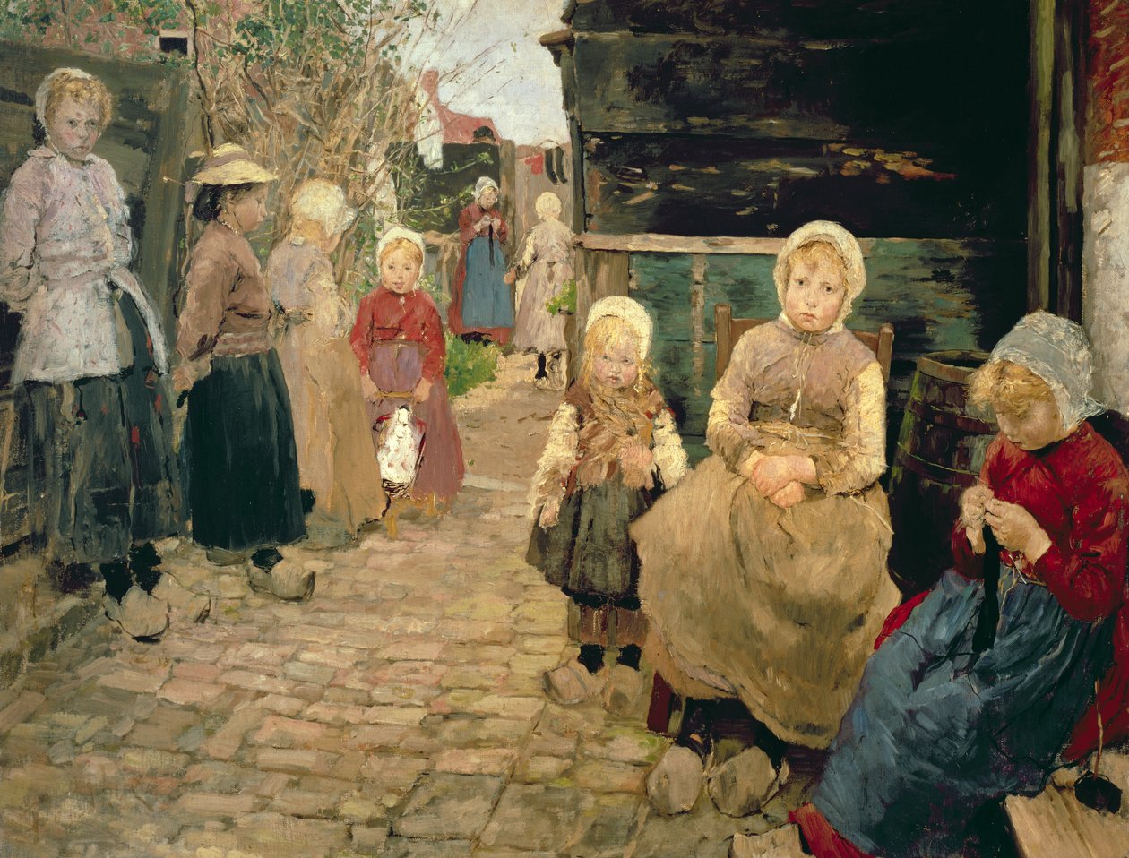 Kinderen van de Visser in Zandroot, 1882 door Fritz von Uhde