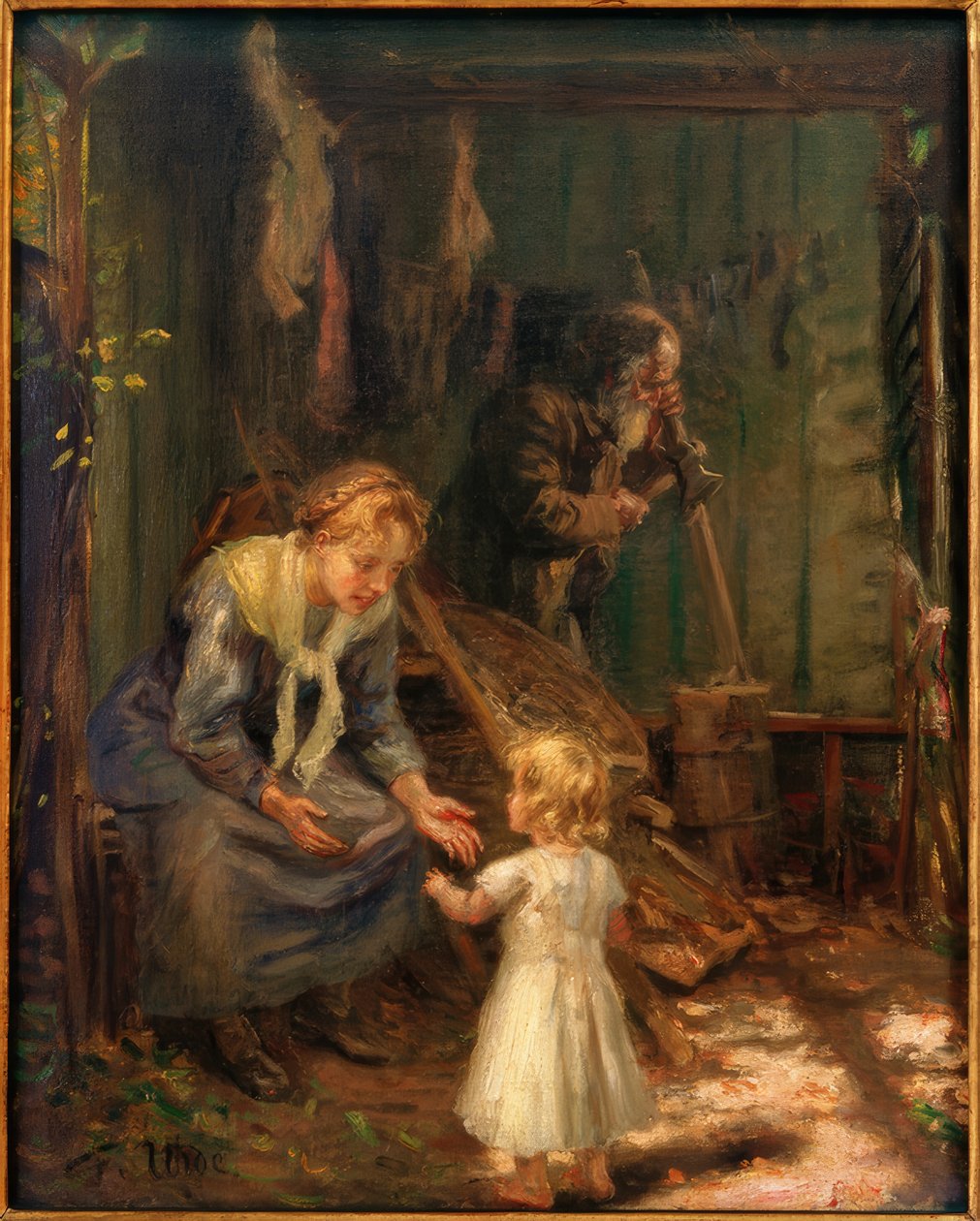 Heilige Familie in de werkplaats door Fritz von Uhde