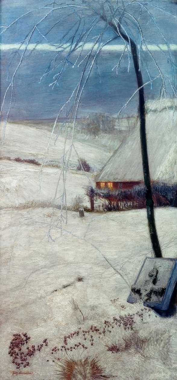 Kindergraf in de sneeuw door Fritz Mackensen