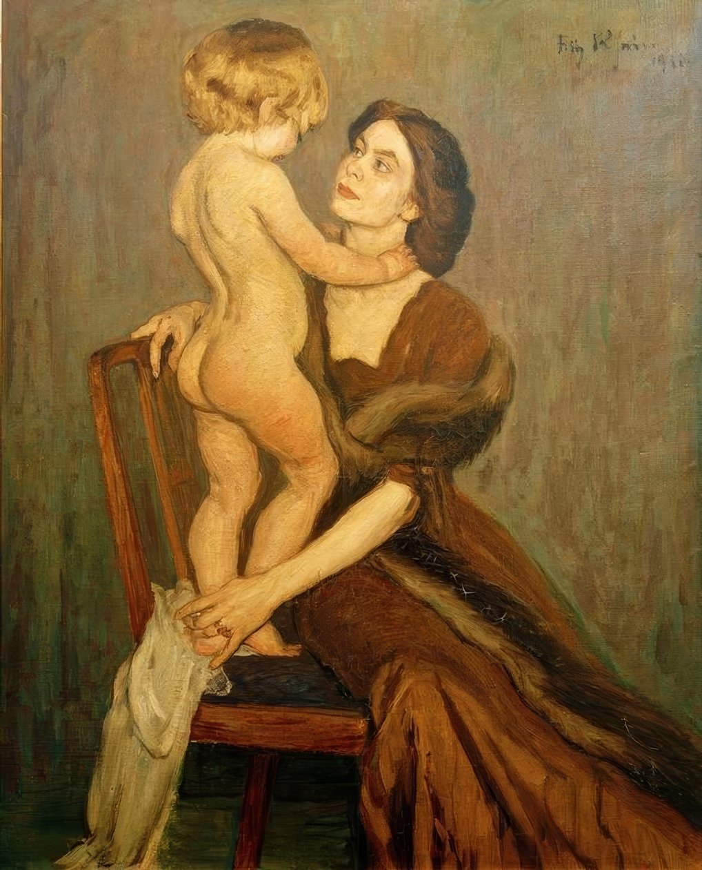 Dame met kind door Fritz Rhein