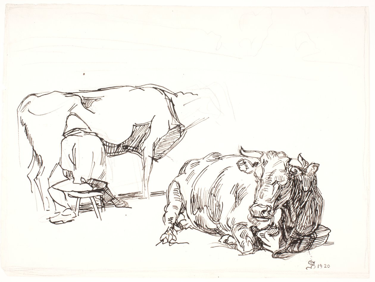 Melken door Fritz Syberg