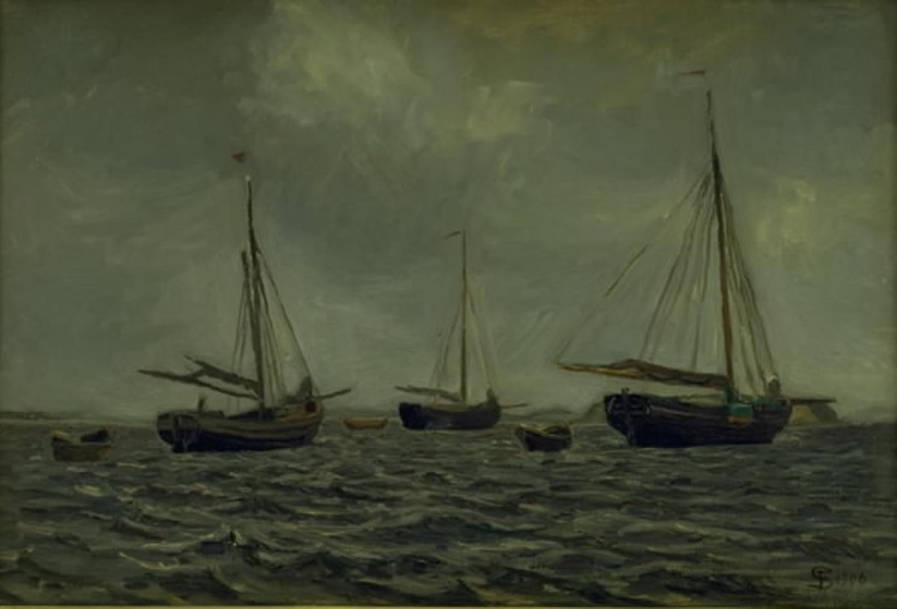 Schepen voor Anker door Fritz Syberg