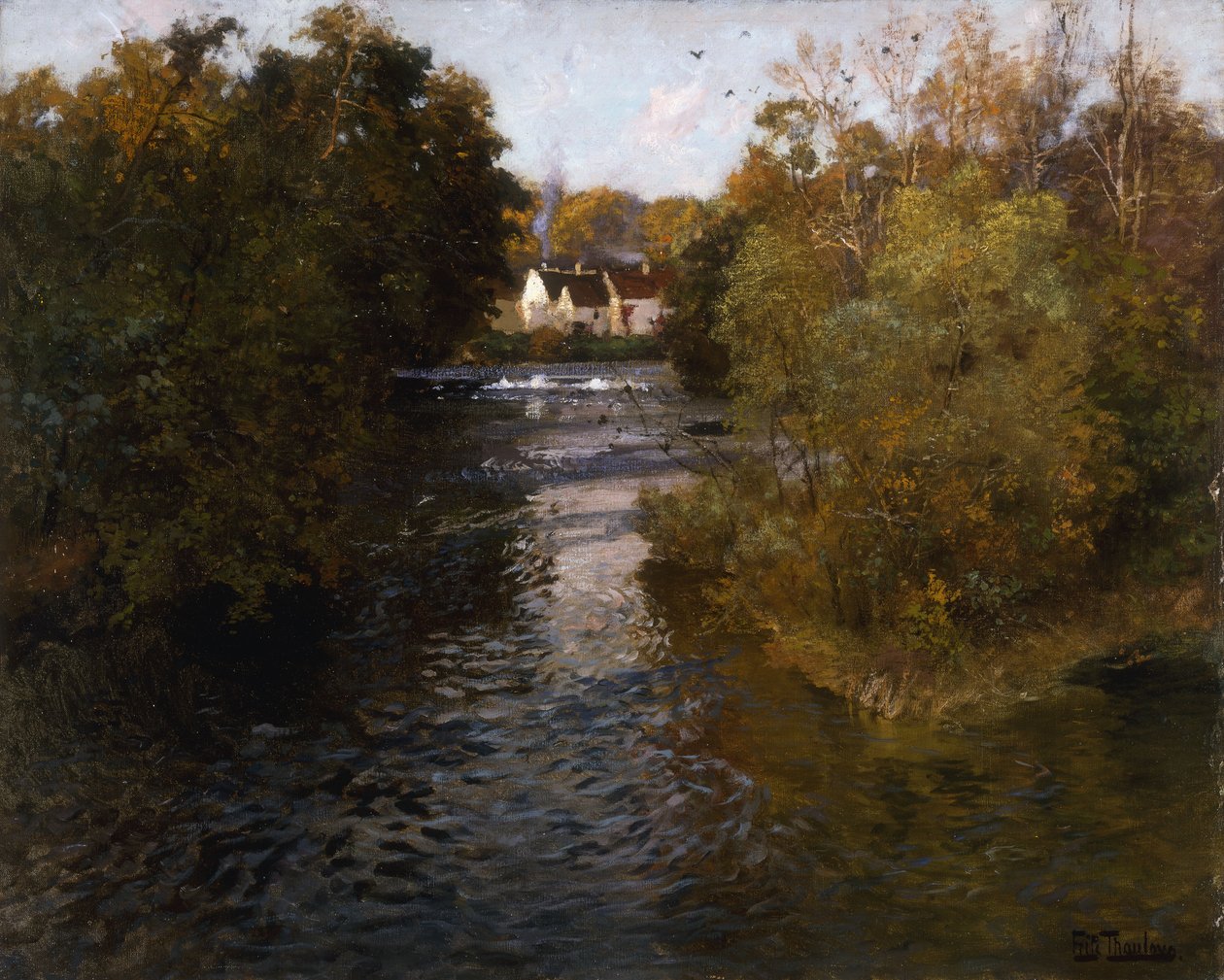 Een Frans rivierlandschap door Frits Thaulow