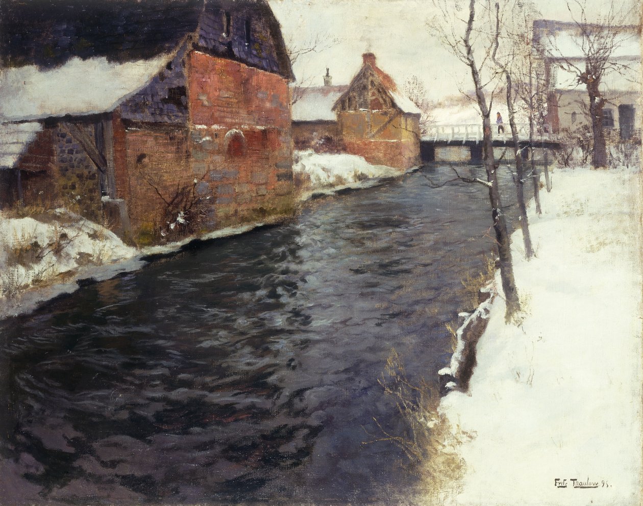 Een winterrivierlandschap door Frits Thaulow