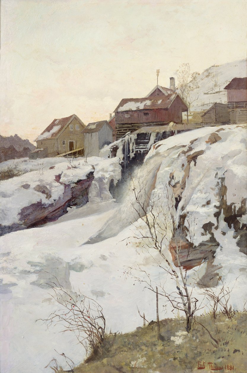 Haug watervallen door Fritz Thaulow