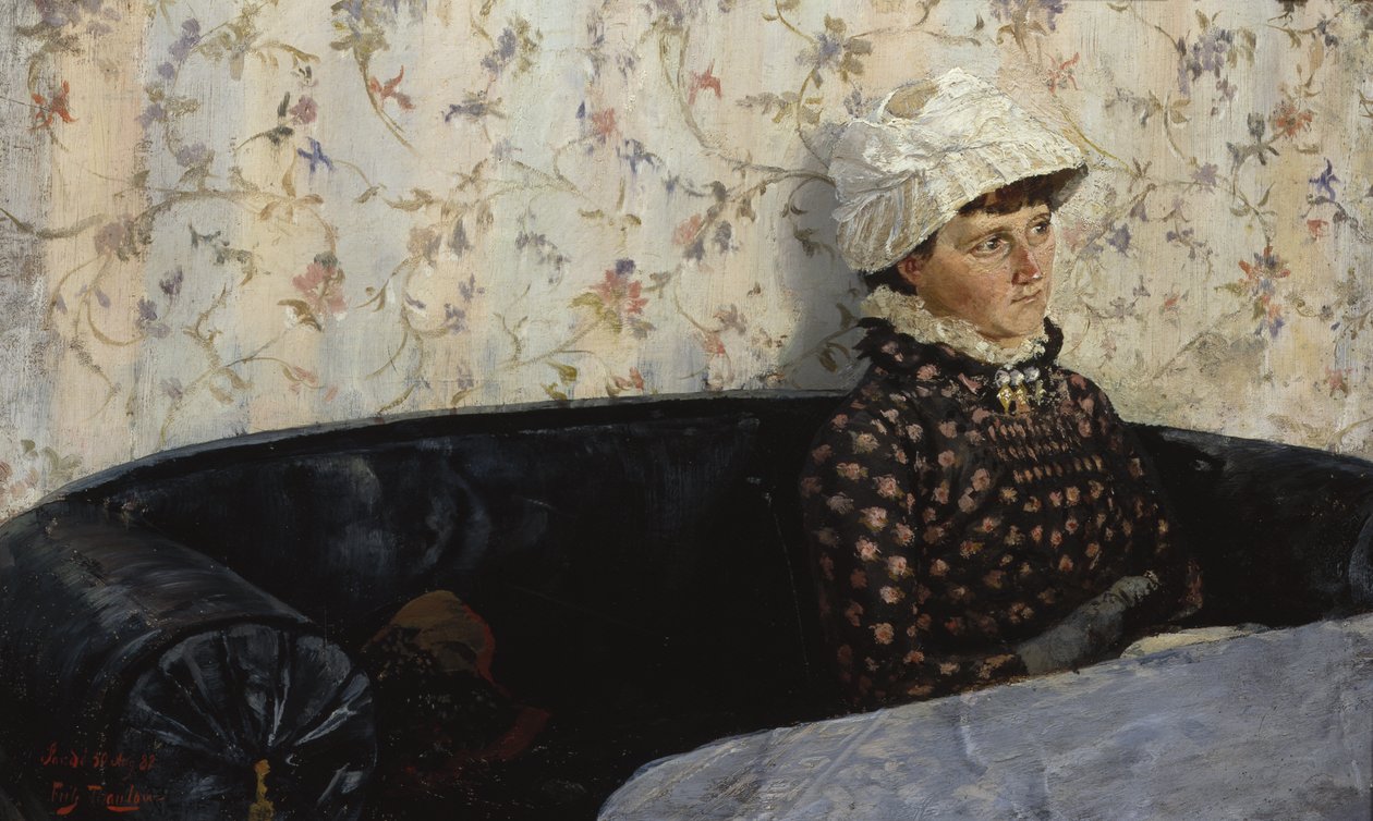 Ingeborg op de bank, Sandø door Fritz Thaulow