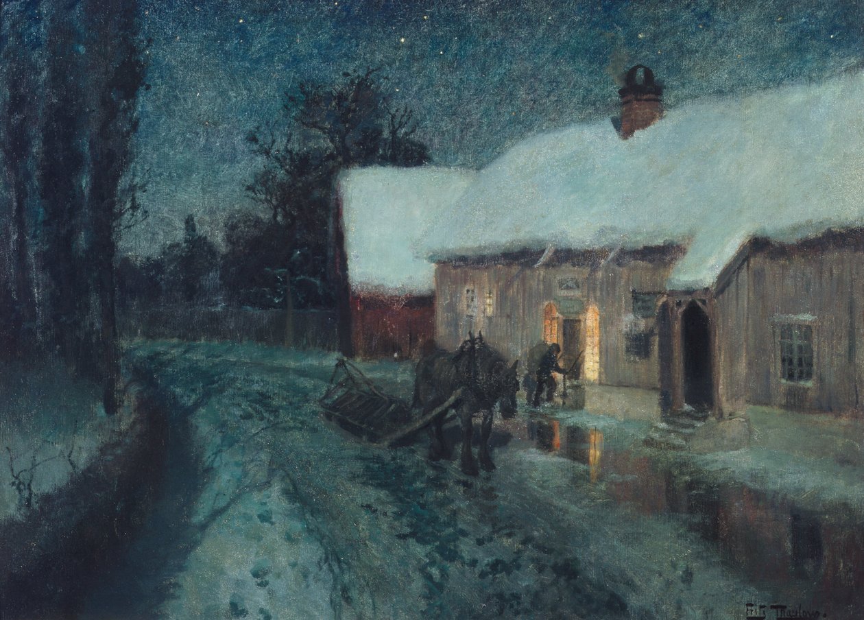 Nacht, ca. 1900 door Fritz Thaulow