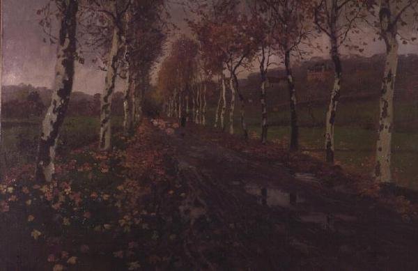 De laan van zilverberken door Fritz Thaulow