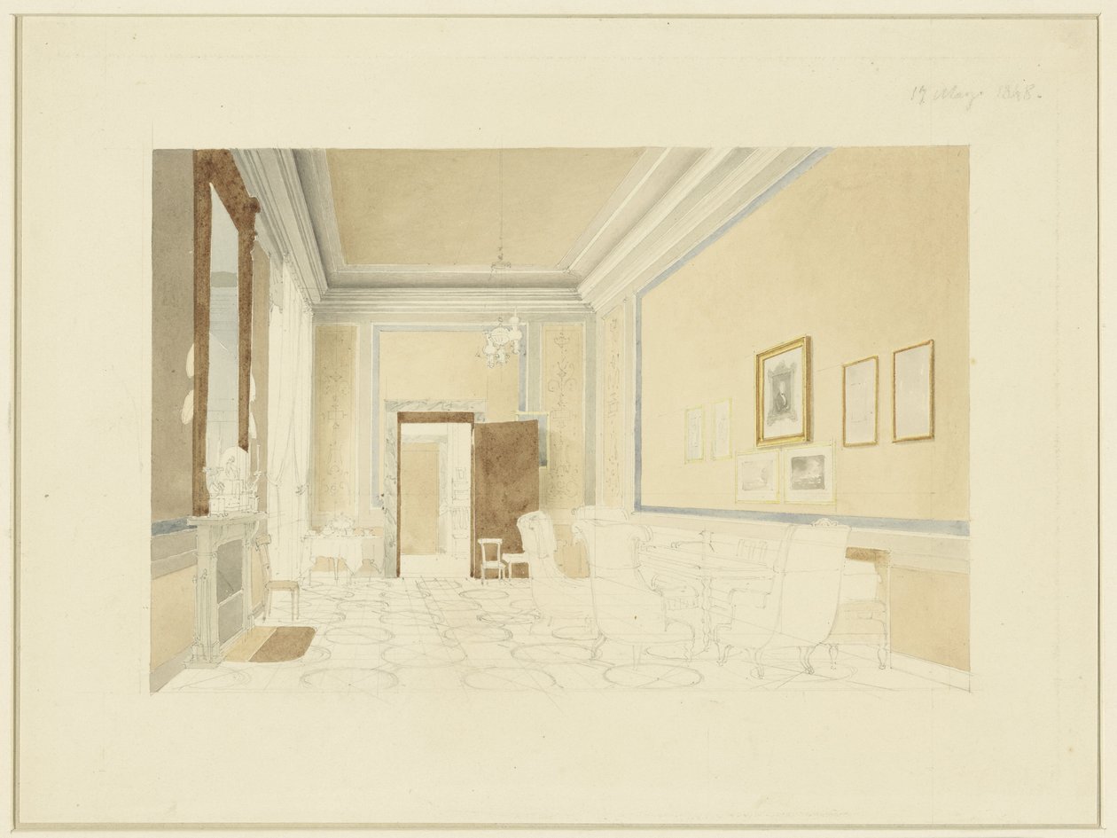 Ontwerp (?) voor een interieur door Fritz Werner