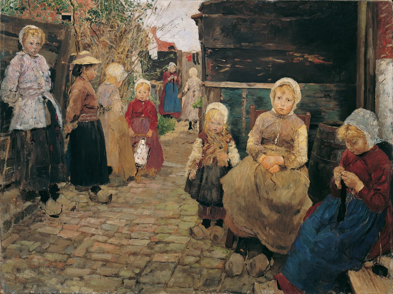 Visserskinderen in Zandvoort door Fritz von Uhde