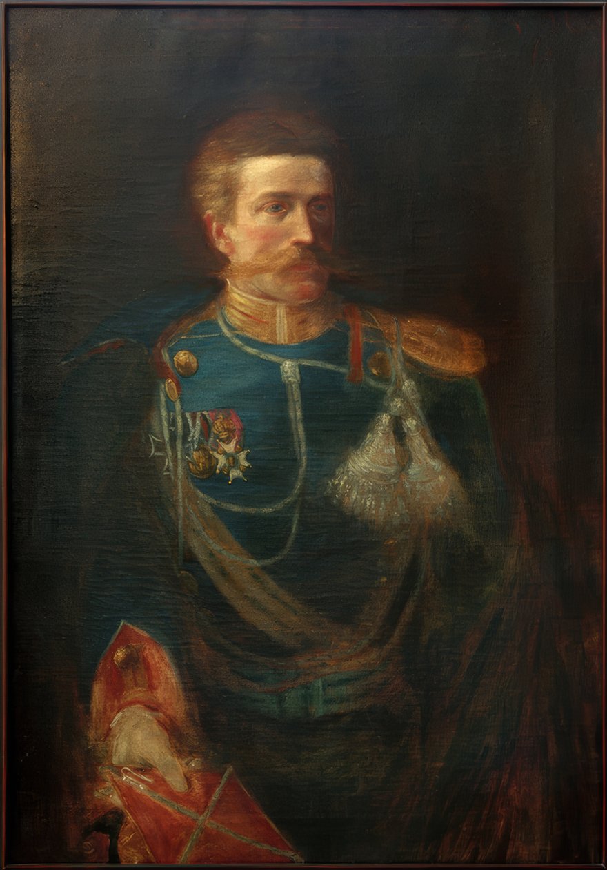 Zelfportret in uniform door Fritz von Uhde