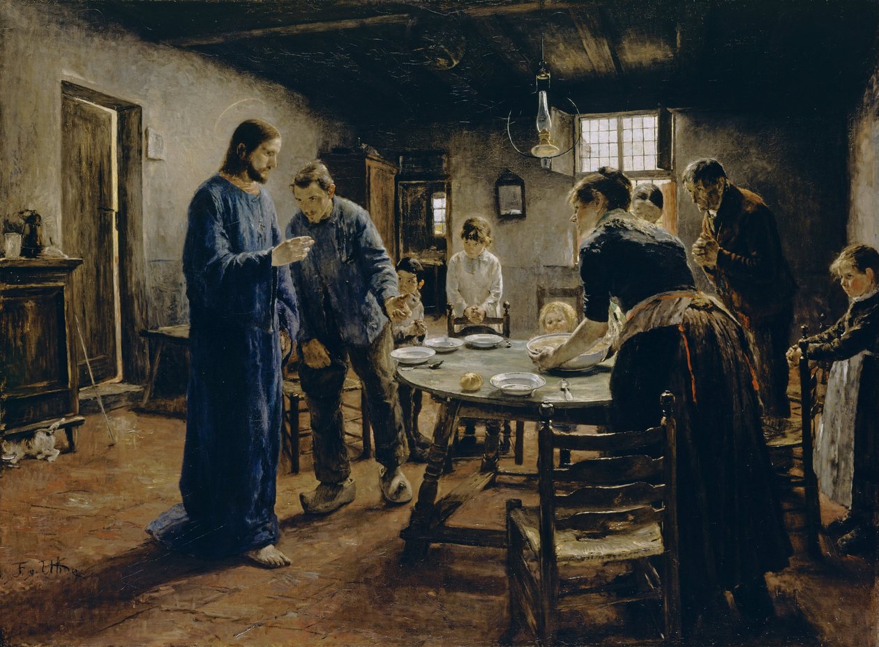 Het maaltijdgebed door Fritz von Uhde