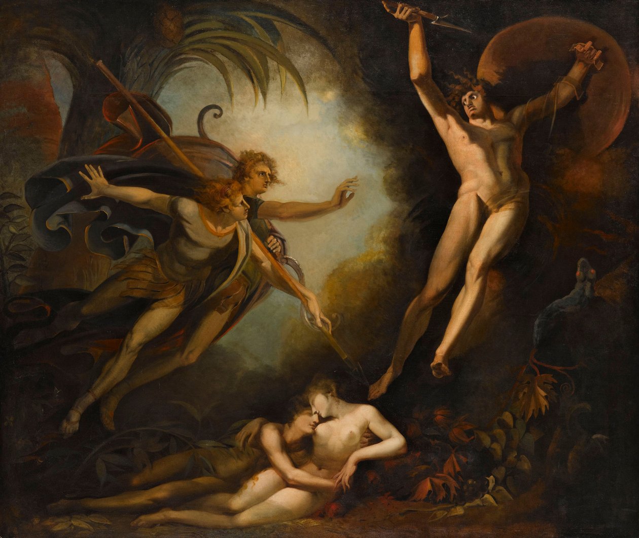 Satan schrikt, aangeraakt door Ithuriels speer, 1779 door Füssli