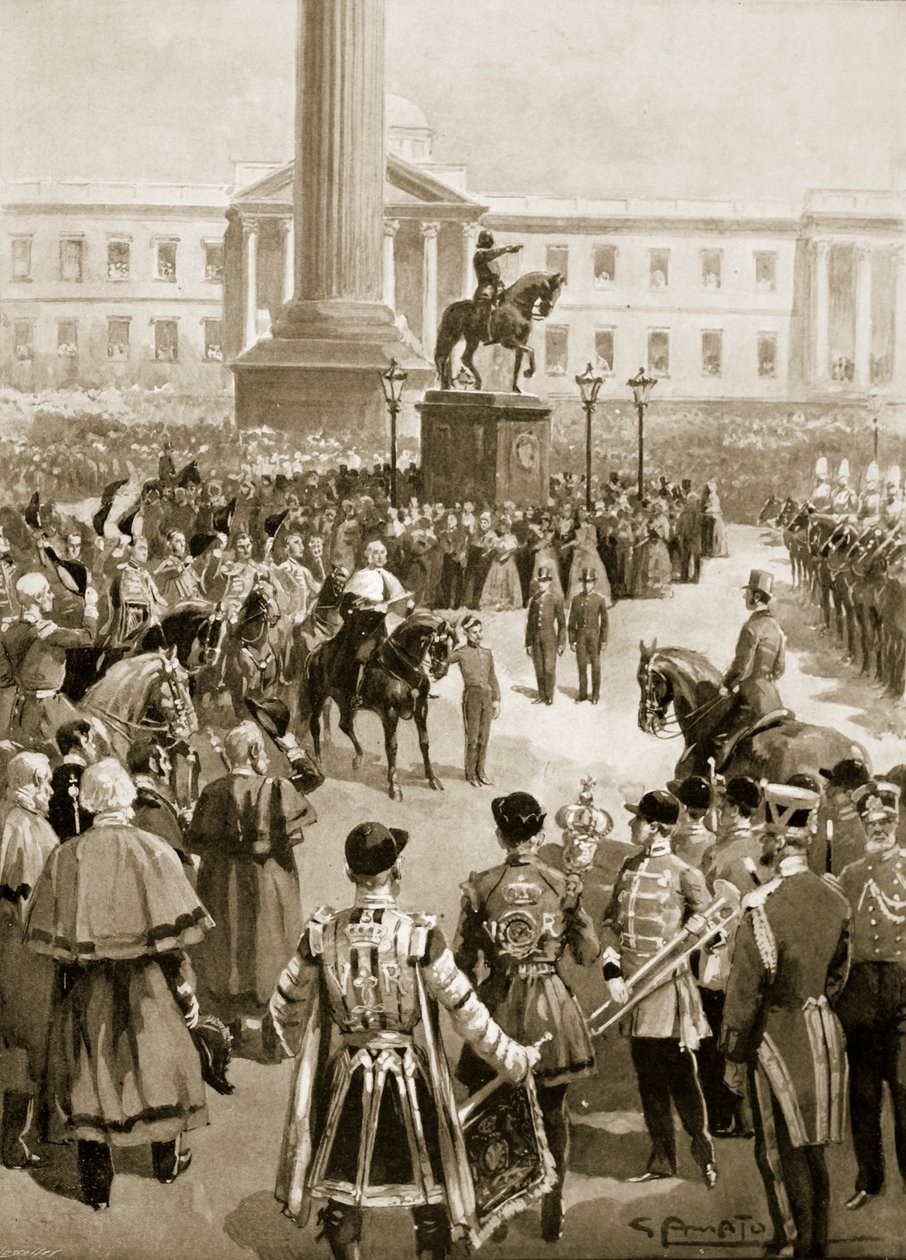 Het einde van de Krimoorlog: De proclamatie van vrede op Charing Cross, april 1856, uit 