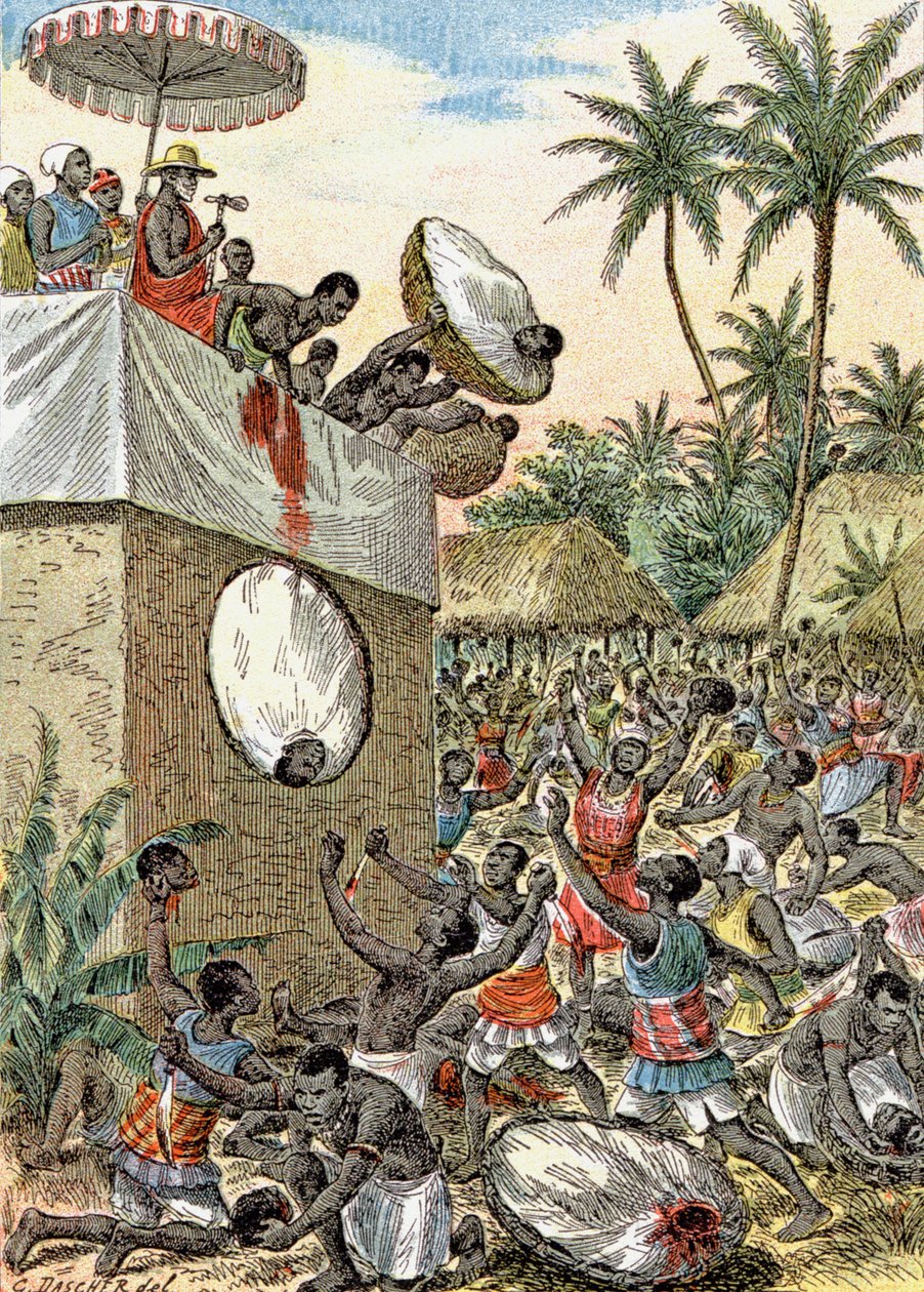 Menselijke offers in Afrika, ca. 1900 door G. Dascher