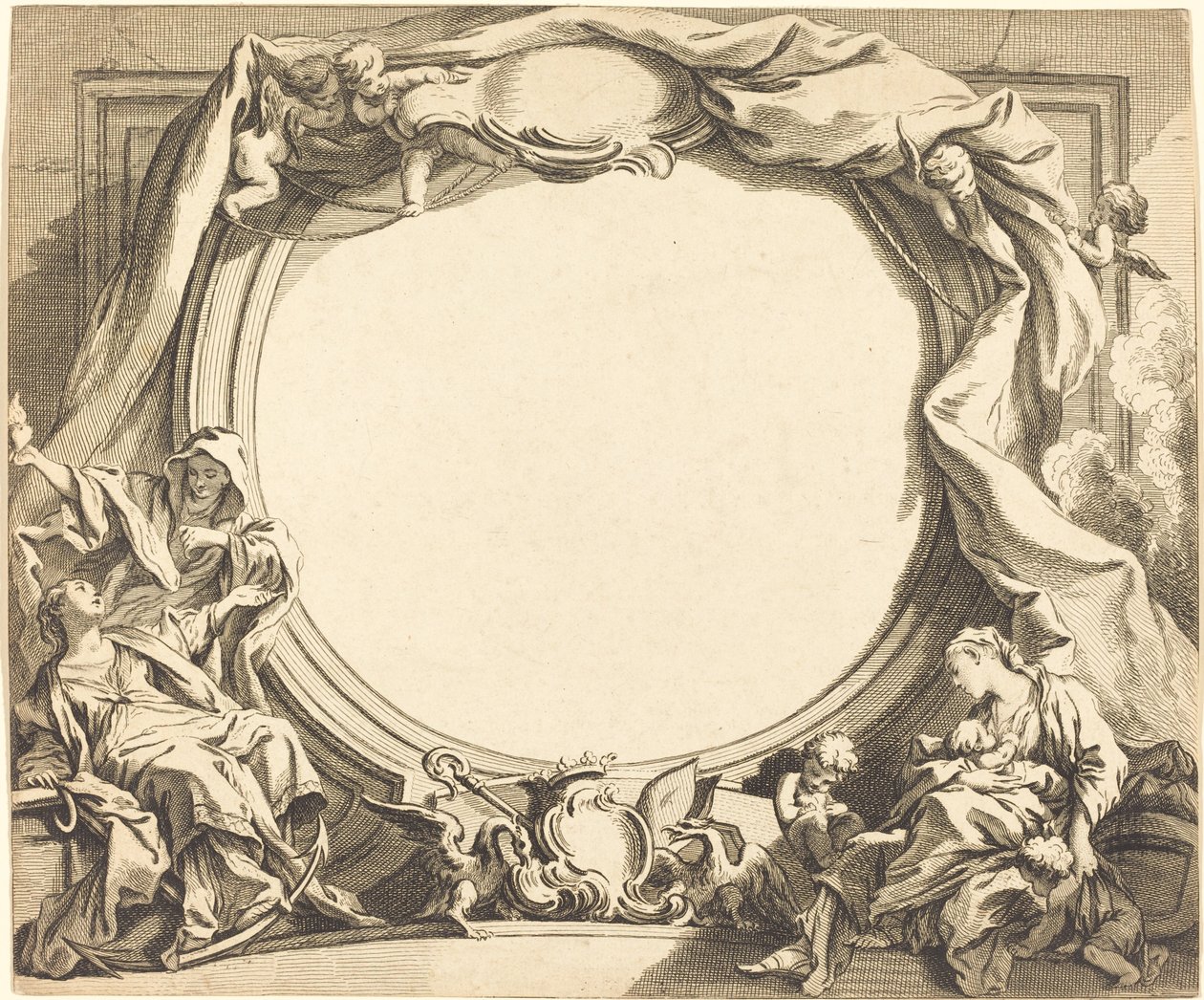 Geloof en Liefdadigheid door Gabriel Huquier after François Boucher