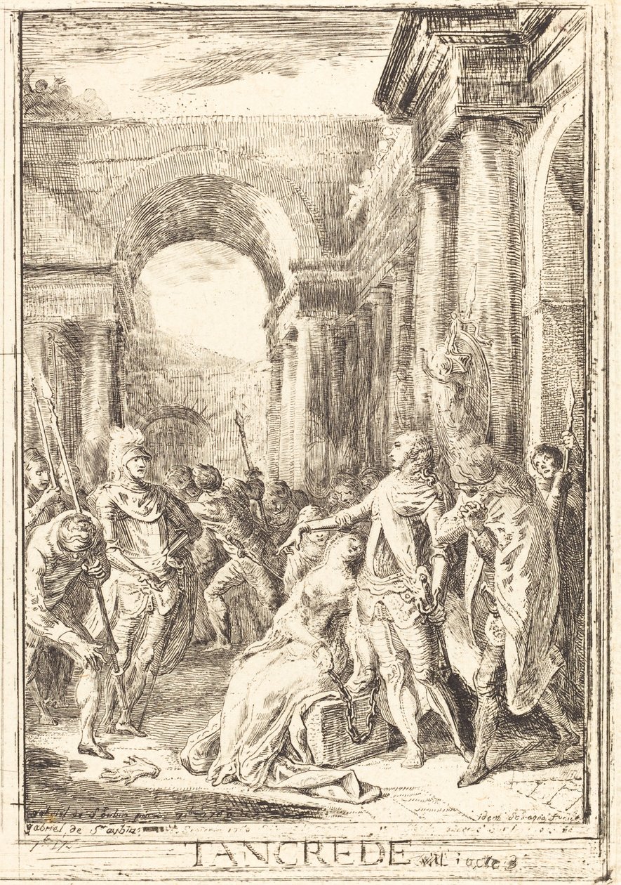 De Uitdaging [rechts] door Gabriel Jacques de Saint Aubin