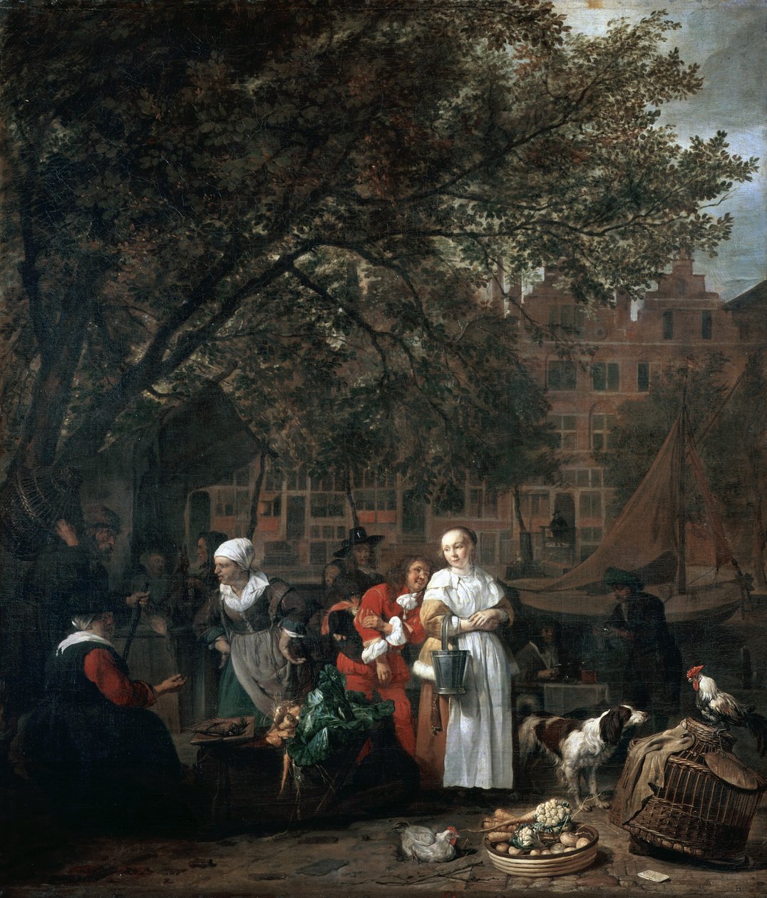 Amsterdamse kruidenmarkt door Gabriel Metsu
