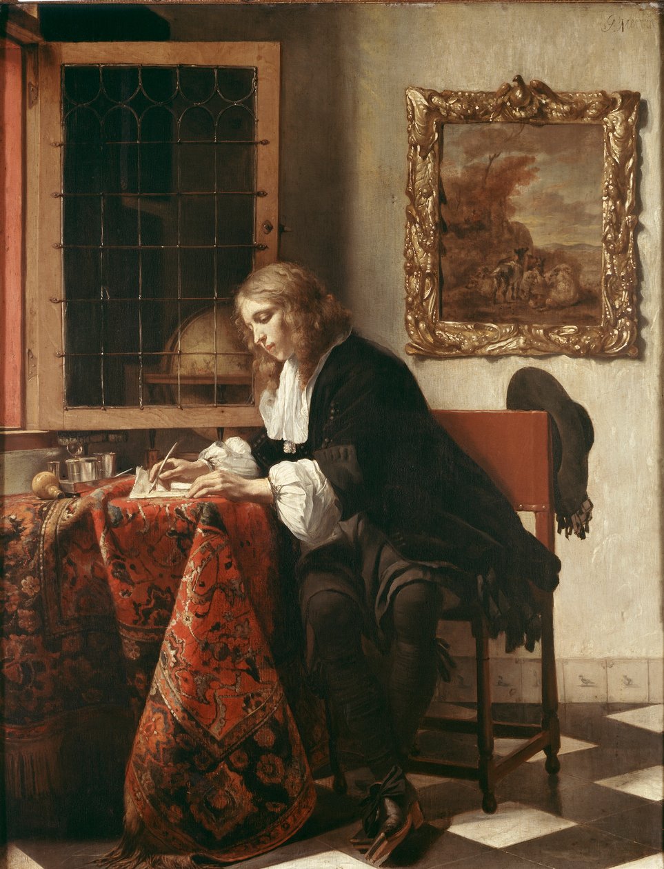 Man schrijft een brief door Gabriel Metsu