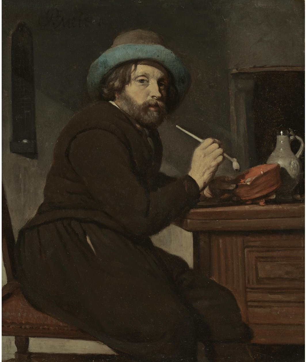 Roker aan tafel door Gabriel Metsu
